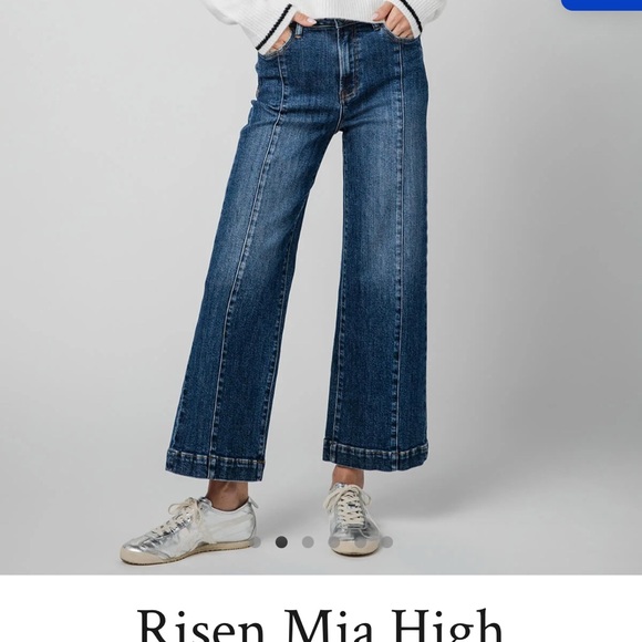Risen Women's Wide Leg Mia Blue Jeans - Picture 1 of 5